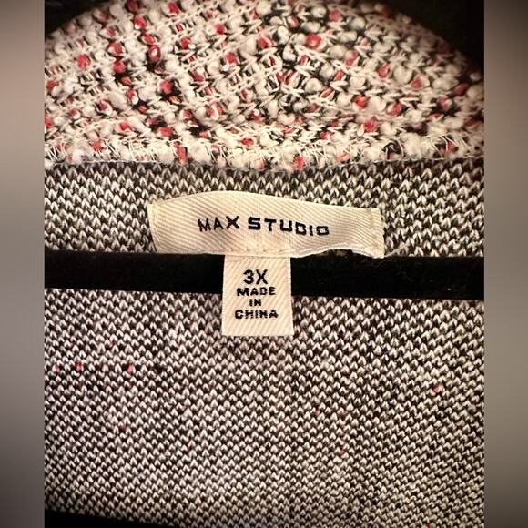 Max Studio Pink Black Tweed Fringe Open Blazer 3XL - Picture 2 of 12